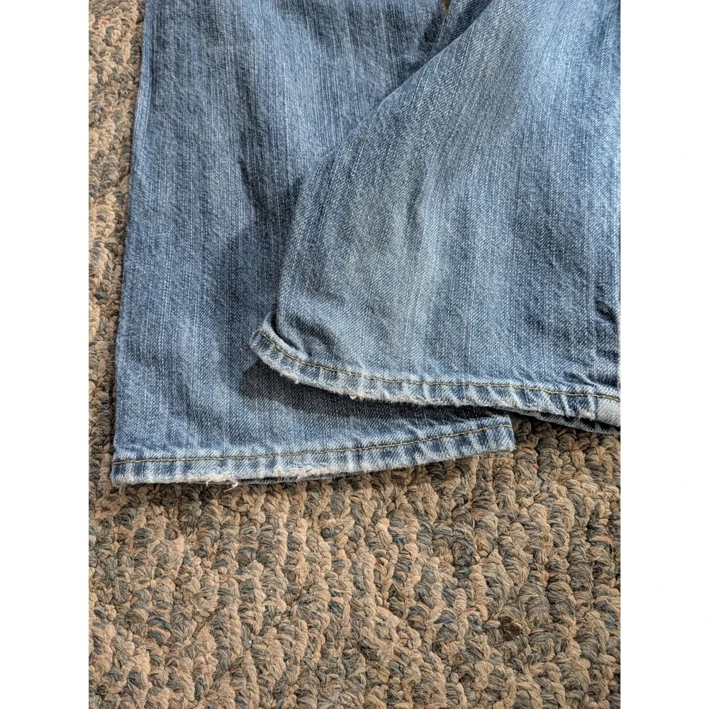Old Navy Men Custom Bleached Flame Straight Leg Jeans Blue Denim 30x34 Y2K Style